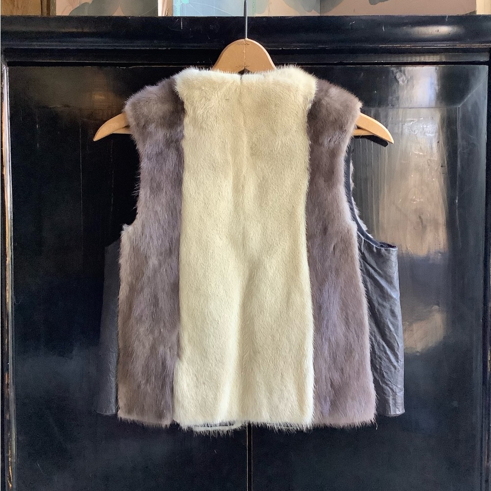 Vintage 60s Real Fur and Leather Vest - Picture 2 of 11
